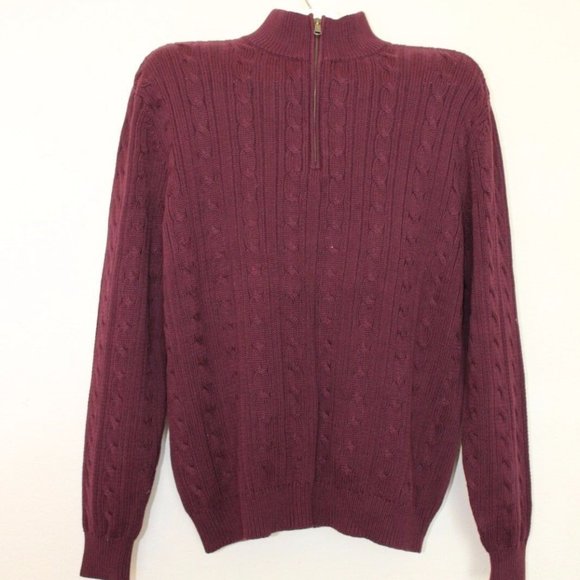 Club Room by Charter Club Men's 1/4 Zip 100% Cotton Pullover - Burgundy, Size: M - Picture 1 of 2